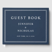 Elegant Navy Blue Wedding Gastenboek (Voorkant)