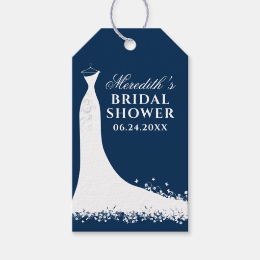 Elegant Navy Blue Wedding Gown Vrijgezellenfeest Cadeaulabel (Voorkant)