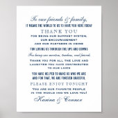 Elegant Navy Blue Wedding Hartelijk dank Poster (Voorkant)