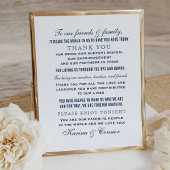 Elegant Navy Blue Wedding Hartelijk dank Poster