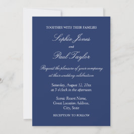 Elegant Navy Blue Wedding Invitation Kaart