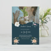 Elegant Navy Blue Wedding Invitation Kaart (Staand voorkant)