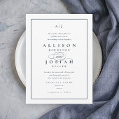 Elegant Navy Blue Wedding Invitation Kaart
