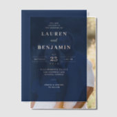Elegant Navy Blue Wedding Invitation Vellum Uitnodigingen (Offset (Koppel))