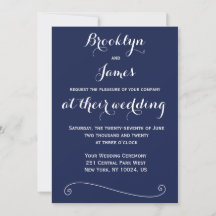 Elegant Navy Blue Wedding Invitations
