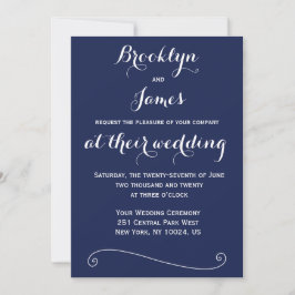 Elegant Navy Blue Wedding Invitations Kaart