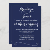 Elegant Navy Blue Wedding Invitations Kaart (Voorkant / Achterkant)