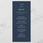 Elegant Navy Blue Wedding Menu (Voorkant)