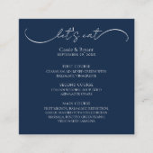 Elegant Navy Blue Wedding Menu Behuizing Kaart (Voorkant)