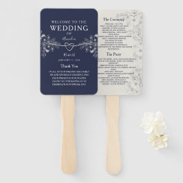 Elegant Navy Blue Wedding Programme Handwaaier