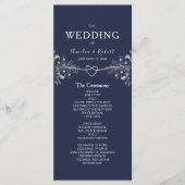 Elegant Navy Blue Wedding Programme Programmakaart (Voorkant)