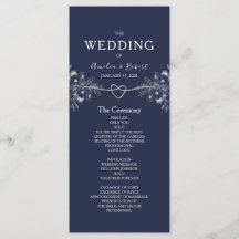 Elegant Navy Blue Wedding Programme