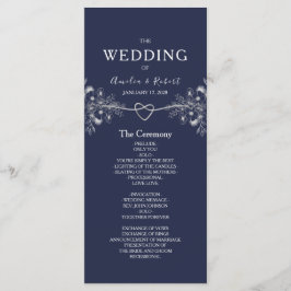 Elegant Navy Blue Wedding Programme Programmakaart