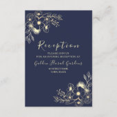 Elegant Navy Blue Wedding Reception Informatiekaartje (Voorkant)