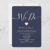 Elegant Navy Blue Wedding Reception Kaart (Voorkant)