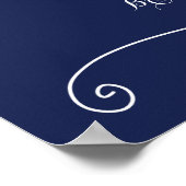 Elegant Navy Blue Wedding Reception Sign Print (Hoek)