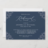 Elegant Navy Blue Wedding Rehearsal Dinner Kaart (Voorkant)