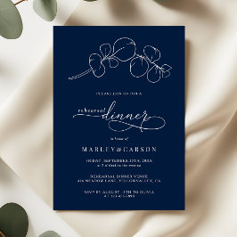 Elegant Navy Blue Wedding Rehearsal Dinner Kaart