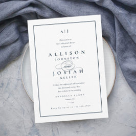 Elegant Navy Blue Wedding Rehearsal Dinner Kaart