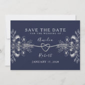 Elegant Navy Blue Wedding Save the Date (Voorkant)