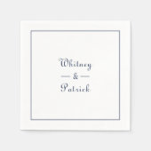 Elegant Navy Blue Wedding Script Minimalist Couple Servet (Voorkant)