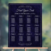 Elegant Navy Blue Wedding Seating Chart Acryl Bord (Neutraal)