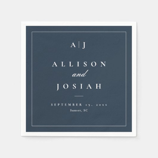 Elegant Navy Blue Wedding Servet (Voorkant)