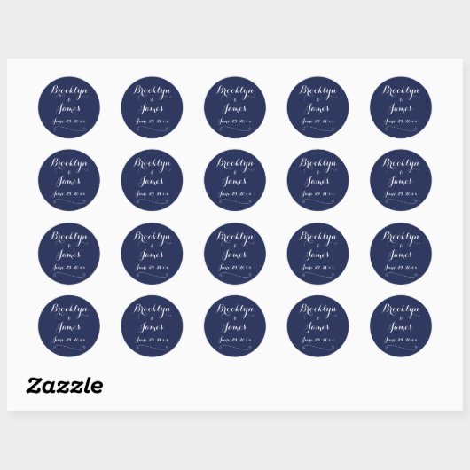 Elegant Navy Blue Wedding Stickers (Vel)
