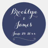 Elegant Navy Blue Wedding Stickers (Voorkant)