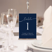 Elegant Navy Blue Wedding Table Number Kaart