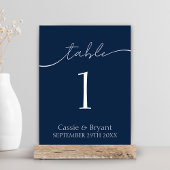 Elegant Navy Blue Wedding Table Number Kaart
