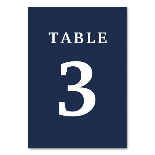 Elegant Navy Blue Wedding Table Number Kaart (Voorkant)