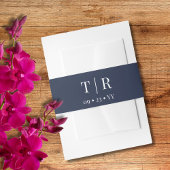 Elegant Navy Blue Wedding Uitnodigingen Wikkel