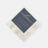 Elegant Navy Blue Welcome Wedding Minimal Design Servet (Hoek)