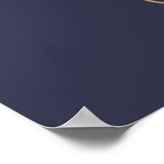 Elegant Navy Blue | Welkomstteken voor gouden brui Poster (Hoek)