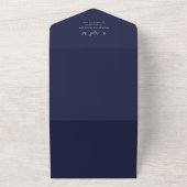 Elegant Navy Blue Whimsical Wedding All In One Uitnodiging (Buitenkant)