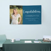 Elegant Navy Blue White Afstuderen Foto banner (Beurs)