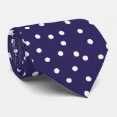 Elegant Navy Blue White Dots Pattern Groom Gift   Stropdas (Opgerold)