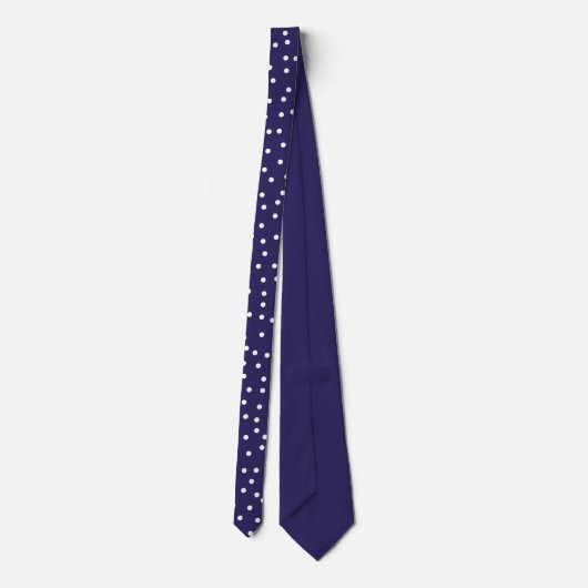 Elegant Navy Blue White Dots Pattern Groom Gift Stropdas (Achterkant)