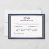 Elegant Navy Blue White en Gold met maaltijdopties RSVP Kaartje (Voorkant)