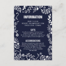 Elegant Navy Blue White Floral Wedding Information
