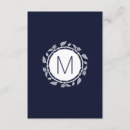 Elegant Navy Blue White Floral Wedding Information Informatiekaartje (Achterkant)