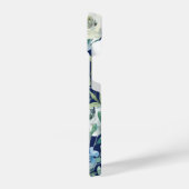 Elegant Navy Blue White Floral Winter Monogram iPhone Hoesje (Linkerkant)