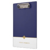Elegant Navy Blue White Gold, gepersonaliseerd Klembord (Links)