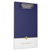 Elegant Navy Blue White Gold, gepersonaliseerd Klembord (Rechts)