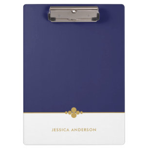 Elegant Navy Blue White Gold, gepersonaliseerd Klembord