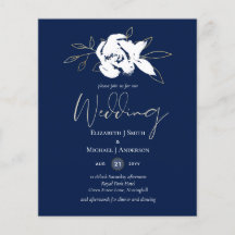 Elegant Navy Blue White Gold Wedding