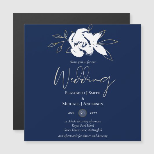 Elegant Navy Blue White Gold Wedding (Voorkant / Achterkant)