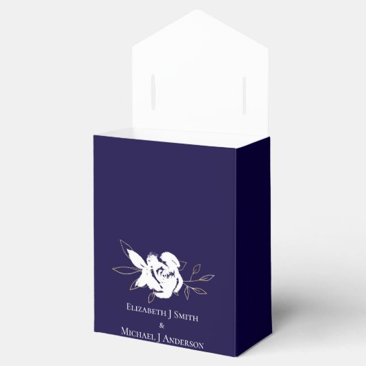 Elegant Navy Blue White Gold Wedding Bedankdoosjes (Geopend)