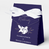 Elegant Navy Blue White Gold Wedding Bedankdoosjes (Voorkant Zijde)